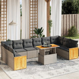 vidaXL 11-delige Loungeset met kussens poly rattan zwart