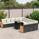 vidaXL 11-Piece Garden Lounge Set with Cushions Poly Rattan Black