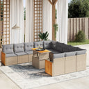 vidaXL 11-Piece Garden Lounge Set with Cushions Poly Rattan Black