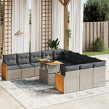 vidaXL 11-Piece Garden Lounge Set with Cushions Poly Rattan Black