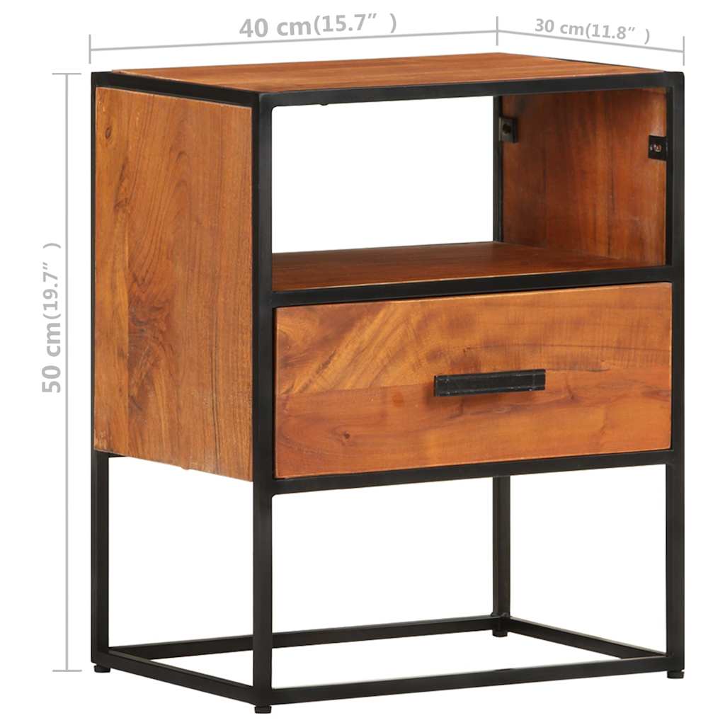 vidaXL Bedside Cabinet 40x30x50 cm Solid Acacia Wood