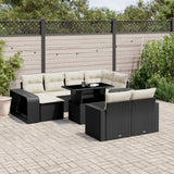 vidaXL 11-delige Loungeset met kussens poly rattan zwart