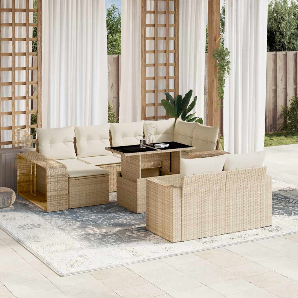 vidaXL 11-delige Loungeset met kussens poly rattan zwart