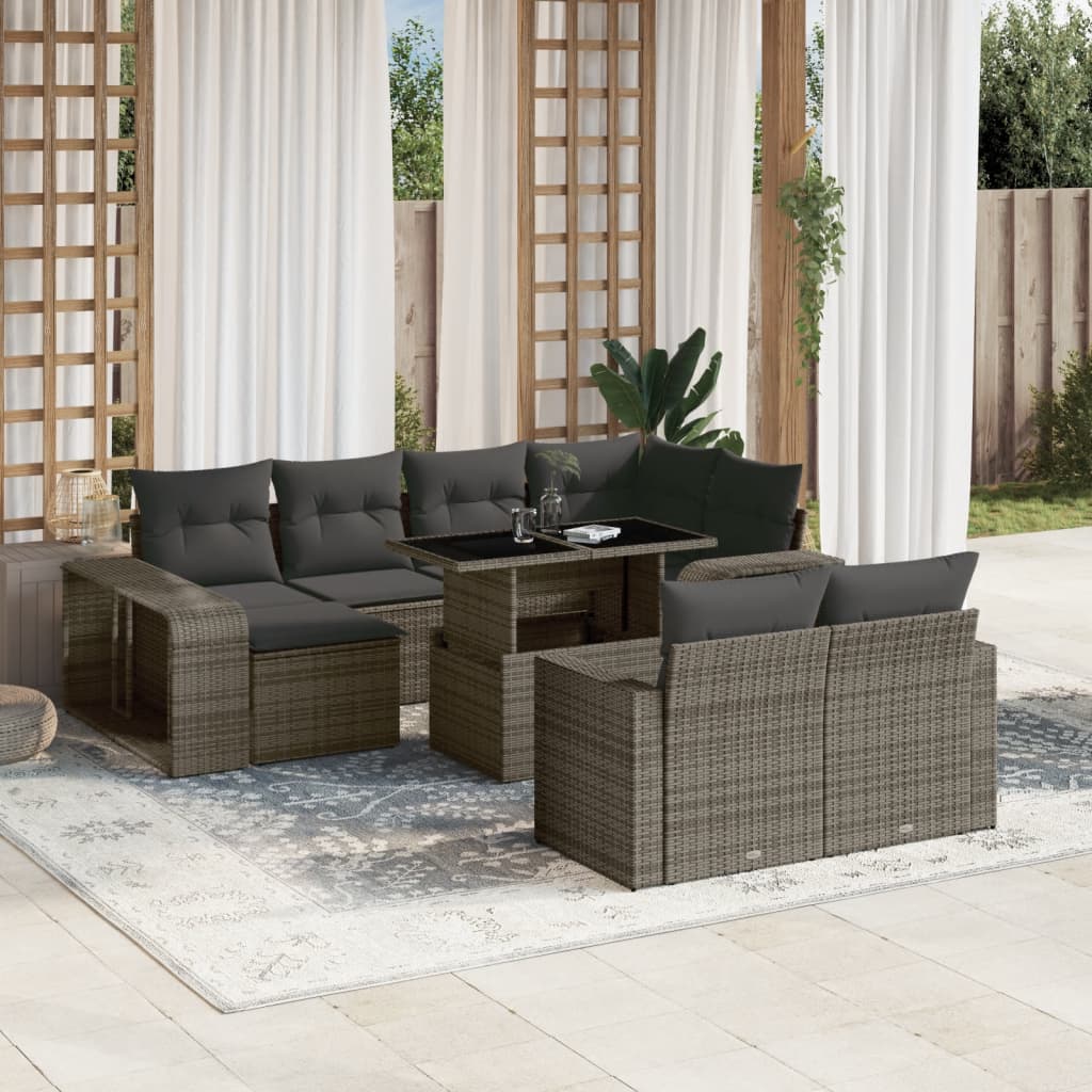 vidaXL 11-delige Loungeset met kussens poly rattan zwart
