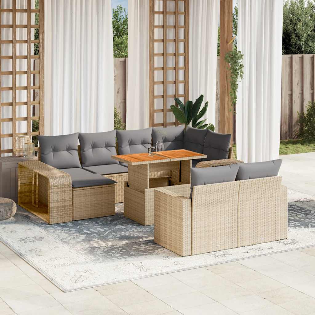 vidaXL 11-delige Loungeset met kussens poly rattan zwart
