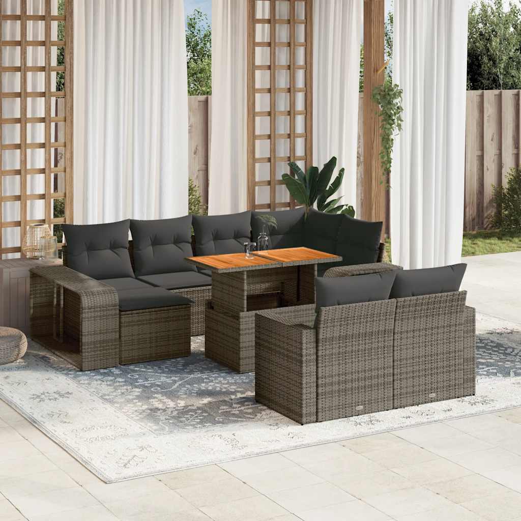 vidaXL 11-delige Loungeset met kussens poly rattan zwart