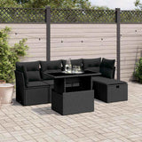 vidaXL 6-piece Lounge Set with Cushions Poly Rattan Black