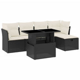 vidaXL 6-piece Lounge Set with Cushions Poly Rattan Black