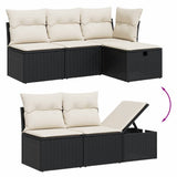 vidaXL 6-piece Lounge Set with Cushions Poly Rattan Black