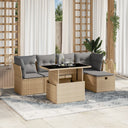vidaXL 6-piece Lounge Set with Cushions Poly Rattan Black