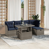 vidaXL 6-Piece Garden Sofa Set with Cushions Black Poly Rattan