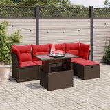 vidaXL 6-Piece Garden Sofa Set with Cushions Black Poly Rattan