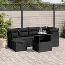vidaXL 7-Piece Lounge Set with Cushions Poly Rattan Black