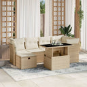 vidaXL 7-Piece Lounge Set with Cushions Poly Rattan Black