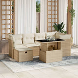 vidaXL 7-Piece Lounge Set with Cushions Poly Rattan Black