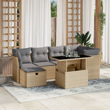 vidaXL 7-Piece Lounge Set with Cushions Poly Rattan Black