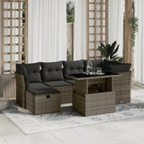 vidaXL 7-Piece Lounge Set with Cushions Poly Rattan Black