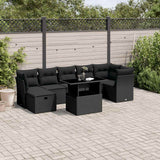 vidaXL 8-delige Loungeset met kussens poly rattan zwart