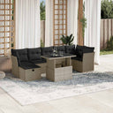 vidaXL 8-delige Loungeset met kussens poly rattan zwart