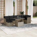 vidaXL 8-delige Loungeset met kussens poly rattan zwart