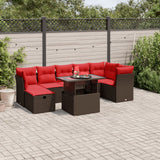 vidaXL 8-delige tuinbankset met kussens, zwart polyrotan