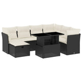 vidaXL 8-delige Loungeset met kussens poly rattan zwart