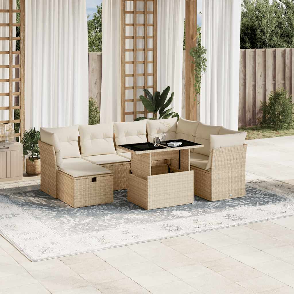 vidaXL 8-delige Loungeset met kussens poly rattan zwart