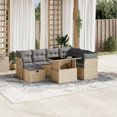 vidaXL 8-delige Loungeset met kussens poly rattan zwart