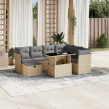 vidaXL 8-delige Loungeset met kussens poly rattan zwart