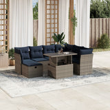 vidaXL 8-piece Garden Sofa Set with Cushions, Grey Poly Rattan