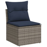 vidaXL 8-piece Garden Sofa Set with Cushions, Grey Poly Rattan