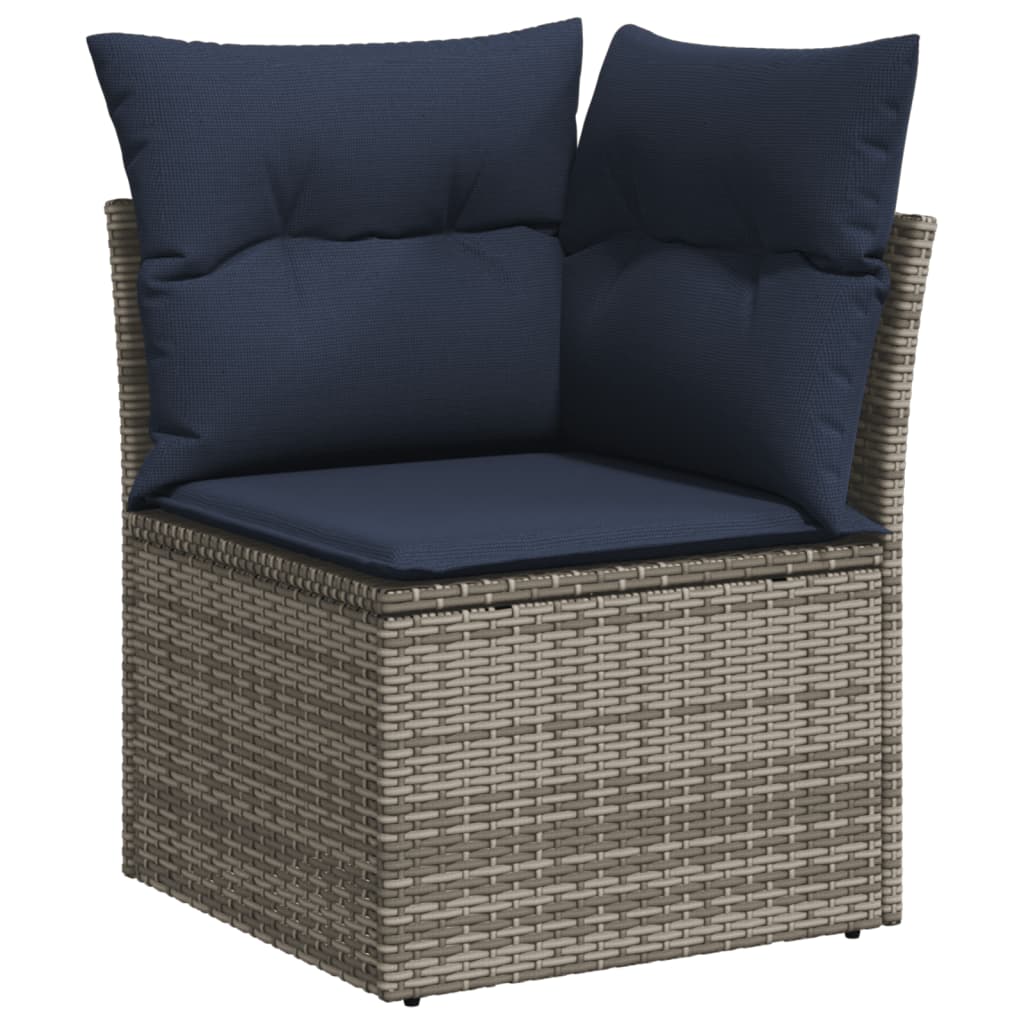 vidaXL 8-piece Garden Sofa Set with Cushions, Grey Poly Rattan