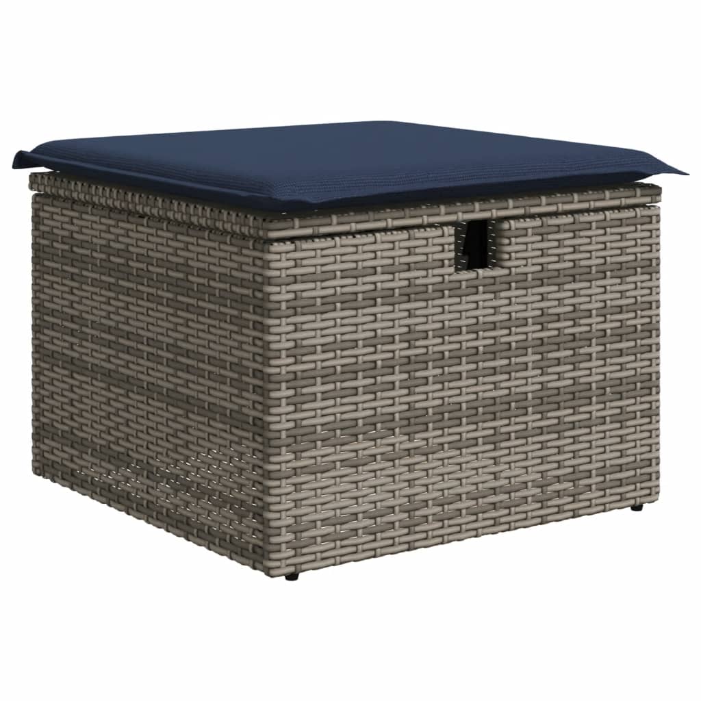 vidaXL 8-piece Garden Sofa Set with Cushions, Grey Poly Rattan