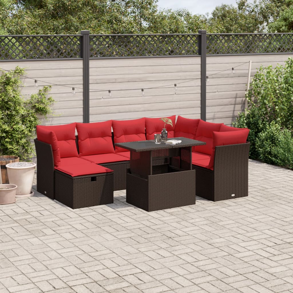 vidaXL 8-piece Garden Sofa Set with Cushions, Grey Poly Rattan