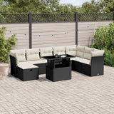 vidaXL 9-delige Loungeset met kussens poly rattan zwart