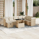 vidaXL 9-delige Loungeset met kussens poly rattan zwart