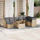 vidaXL 9-delige Loungeset met kussens poly rattan zwart