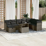 vidaXL 9-delige Loungeset met kussens poly rattan zwart