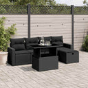 vidaXL 6-Piece Lounge Set with Cushions Poly Rattan Black