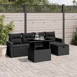 vidaXL 6-Piece Lounge Set with Cushions Poly Rattan Black