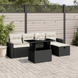 vidaXL 6-Piece Lounge Set with Cushions Poly Rattan Black