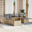 vidaXL 6-Piece Lounge Set with Cushions Poly Rattan Black