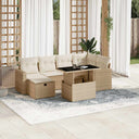 vidaXL 7-delige Loungeset met kussens poly rattan zwart