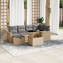 vidaXL 7-delige Loungeset met kussens poly rattan zwart