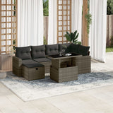 vidaXL 7-delige Loungeset met kussens poly rattan zwart
