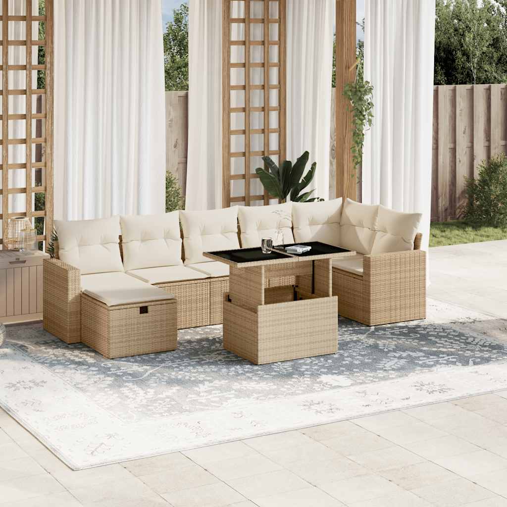 vidaXL 8-delige Loungeset met kussens poly rattan zwart