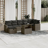 vidaXL 8-delige Loungeset met kussens poly rattan zwart