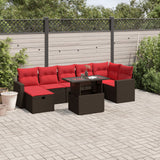 vidaXL 8-delige tuinbankset met kussens, zwart polyrotan