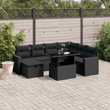 vidaXL 8-Piece Lounge Set with Cushions Poly Rattan Black