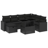 vidaXL 8-Piece Lounge Set with Cushions Poly Rattan Black